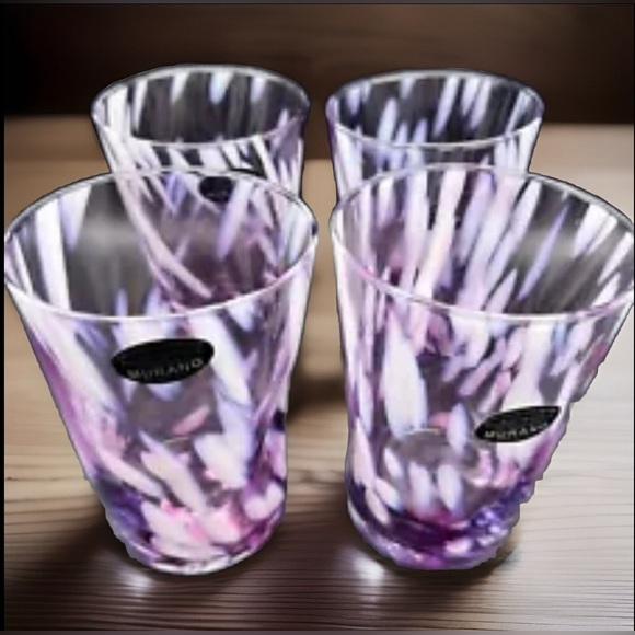 4 set Murano 6.6” tall drink Glasses new Italy Import Handmade - Picture 2 of 2